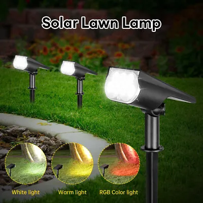 7 LED Solar Powered Spot Lights Landscape Stake Wall Lights Outdoor Garden Lamp • £15