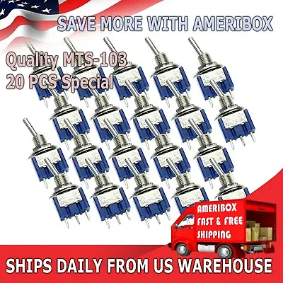 $9.99 • Buy 20pcs 3 Pin SPDT ON-OFF-ON 3 Position Mini Toggle Switches MTS-103 US Free Ship