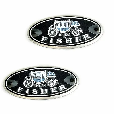 $9.25 • Buy  Body By Fisher  Aluminum Door Sill Scuff Plate Emblems Decals Pair New Set