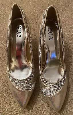 BNWT Quiz Gold Sparkly High Heel Shoes Size 5 • £4