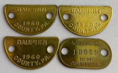 Vintage 1960 Dauphin Co & 1971 Luzerne Co PA Dog License Tax Tag Lot Of 4 • $9.95