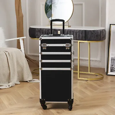 New Aluminum Rolling Makeup Jewelry Cosmetic Box Organizer Trolley Train Case • $68.99