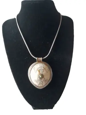Vintage NAGA Authentic Carved Shell WARRIOR Pendant Silver Chain Necklace Ethnic • $135