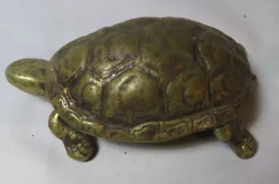 Vintage Solid Brass Turtle Match Safe With Striker Lid • $72.22