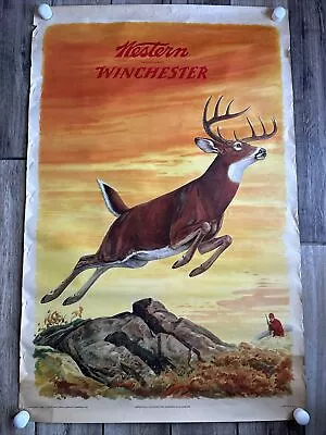 WESTERN WINCHESTER Original 1955 Olin Mathieson Corp. POSTER With Leaping Deer • $249