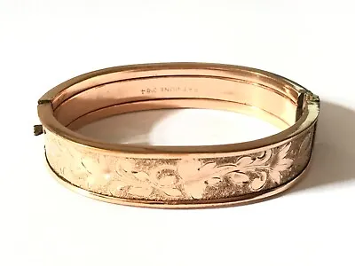 Antique Victorian 1884 9 Ct Rolled Gold Finely Engraved Bangle Bracelet • £49.99