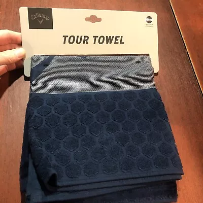 Callaway Tour Towel. Navy. 35”x 20”. Quick Snap Attachment. NEW • £26.95