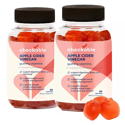 Checkable® Apple Cider Vinegar Gummy 1000MG Vitamin B12 Folate Weight Loss - 2PK • $34.99