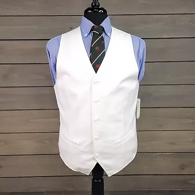 Cubavera Suit Vest Mens Medium White Linen Waistcoat 5 Button Casual • $28.95