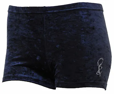 Gymnastic Leotard Shorts Girls Sport Gym Dance Black Crushed Velvet - UK Made • £9.95