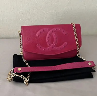 CHANEL Vintage Pink  WOC Wallet On Chain Crossbody Clutch Handbag • $1250