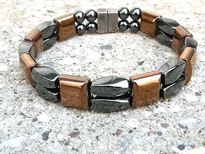 Men Women Therapy Copper N Black 100% Magnetic Hematite Bracelet Anklet 2 Row • $44.99