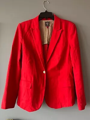 VINCE CAMUTO Blazer Woman's Size 14 Red Career One Button Fully Lined Some Wear! • $42