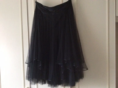 £5.99 • Buy MONSOON Black Net Skirt Size 10/12 32” Waist Silk Waistband