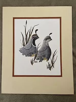 Print Ducks Unlimited Bobwhite Quail Artist Unknown Matted Signed California  • $60