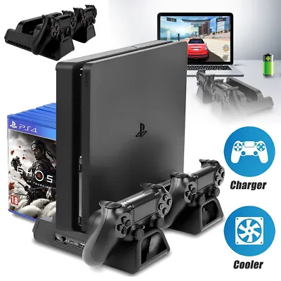$30.92 • Buy For PS4 Slim/Pro Stand Charging Dock Cooling Fan Controller Dual Charger Station
