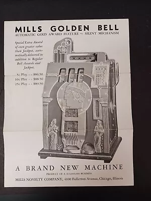 Original Mills Slot Machine Golden Bell Roman Head Advertisement • $89