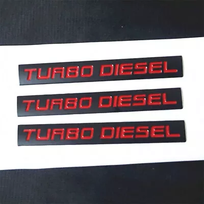 3PCS Matte Black Red TURBO DIESEL Metal Decal Sticker Badge Emblem 4x4 Engine 3D • $21.99