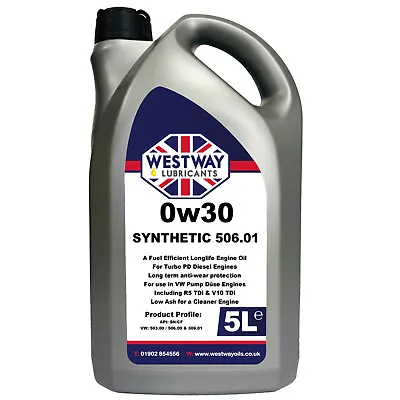 £35.99 • Buy VW 0W30 506.01 Fully Synthetic Engine Oil 5 Litres 5L