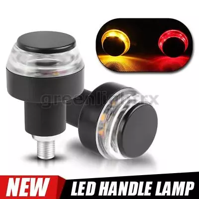 2X Handle Bar End Motorcycle LED Turn Signals Light Indicator Blinker Amber Red • $7.98