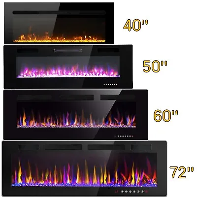 Electric Fireplace 40'' 50'' 60'' 72'' Wall Mounted Recessed Fireplace Heater • $349.99