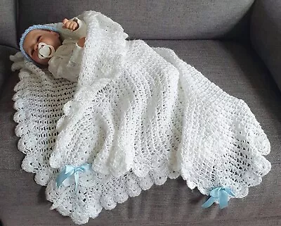 ***Hand Knitted Baby Shawl Blanket*** • £4.99