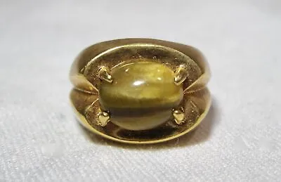 Vintage 18K Gold Electroplate Tiger's Eye Men's Pinky Ring K1987 • $54