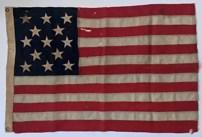 36 X24  C 1890 OLD VINTAGE 13 STAR ENSIGN US AMERICAN FLAG WOOL & COTTON • $1075