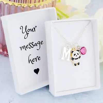 Panda Necklace Personalised Jewellery Cute Bear Pendant Panda Birthday Gift • £10.49