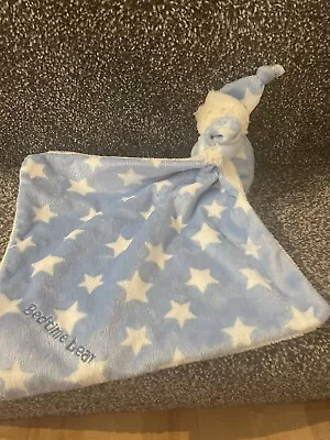 Mothercare Bedtime Bear Teddy BLUE Stars Comforter Soother Doudou Blanket Plush • £15.50