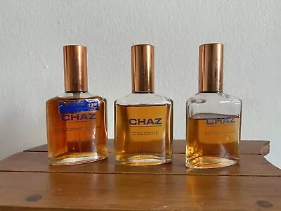 $45 • Buy Lot Of 3 VINTAGE CHAZ FOR MEN 2.25 OZ COLOGNE & AFTER SHAVE & Cologne Spray