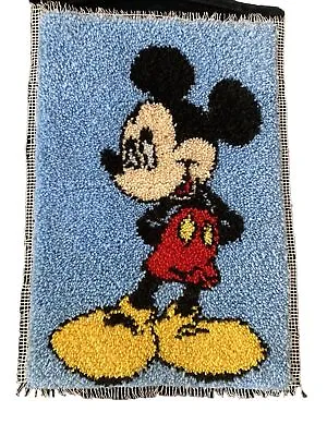 Handmade Cross Stitched Mickey Mouse Crochet Display Oversize 20x30 Vintage • $29.97