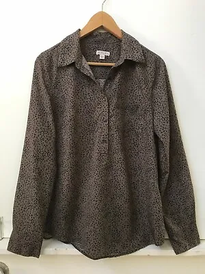 Merona Long Sleeve Brown Animal Print Popover Blouse Size M Womens • $14.95
