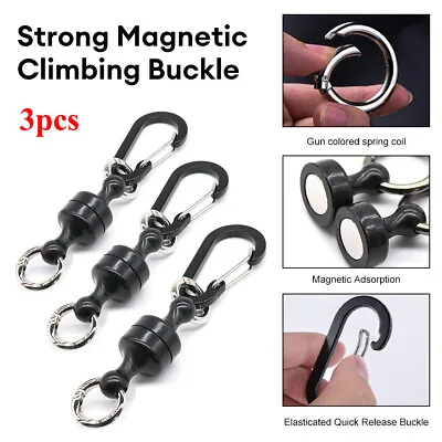 3Pcs Magnet Buckle Fishing Magnetic Quick Release Lanyard Clip Hanging Tackle • £9.89