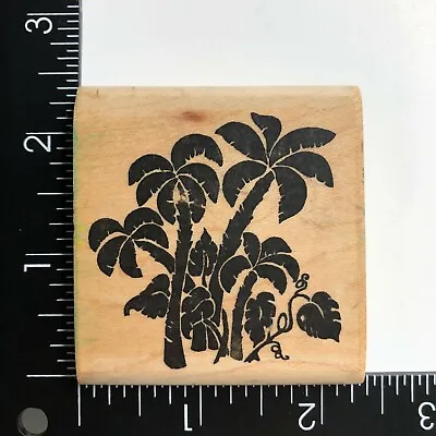 Military Posh Dense Jungle MP15 Tropical Palm Trees Wood Mounted Rubber Stamp • $2.39