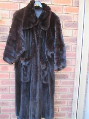 303 Genuine Mink Fur Long Coat 4XL  正品貂皮大衣 XXXL Dark Brown NEW Never Worn Fur • $576.09