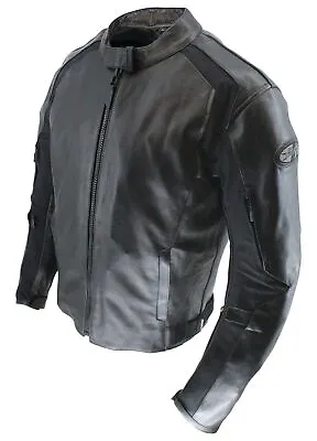 Joe Rocket Sector Mens Leather Motorcycle Jacket Black/Black • $233.64