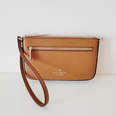 Kate Spade Leila Pebbled Leather Convertible Wristlet Clutch Bag Warm Ginger • $114.98