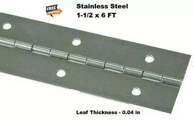 Stainless Steel Continuous Piano Hinge 1-1/2 X 6' Full Surface Non-removable Pin • $49.70