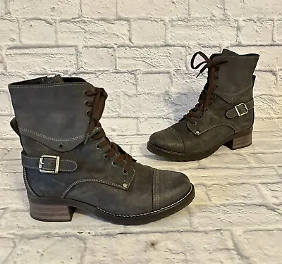 Taos Crave Dark Gray Leather Suede Combat Boots CRV-5514-GRPH Women’s Sz 11-11.5 • $109.12