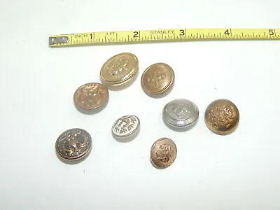 7 Assorted Brass Military British Style Buttons Crown Eagle • $14.99