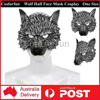 Wolf Half Face Mask Cosplay Costume Masquerade Props For Kids Adult Headgear New • $18.99
