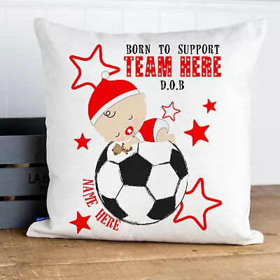 Christening Football Cushion Cover New Baby Gift Fan PERSONALISED BTS04 • £12.95