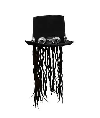 Adult Voodoo Rocker Top Hat Fake Dreads Locs Silver Buckles Costume Accessory • $19.99