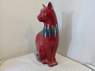 £85 • Buy Studio Poole Pottery Red Odyssey Living Glaze Sitting Large Cat 11.5 
