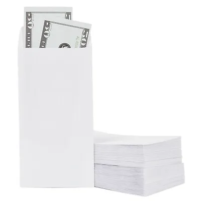 100 Pack White Money Envelopes For Cash Coins And Budgeting 3.5 X 6.5 In • $13.99