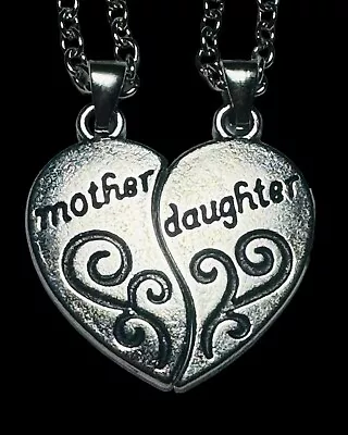 Mother Daughter 2 Piece Heart Charm Necklace - Mothers Day Mom Birthday Gift • $16.24