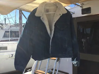 $95 • Buy VINTAGE Levi's Mens 50R San Francisco Sherpa Lined USA Made Denim Jacket L/Xl