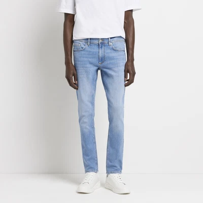 £10 • Buy River Island Mens Jeans Denim Blue Skinny Lupin Pants Trousers Bottoms
