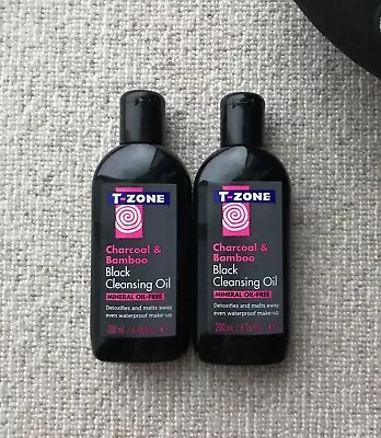 2 X T-zone Charcoal & Bamboo Black Cleansing Oil_Detoxifies/Make Up Remover • £8